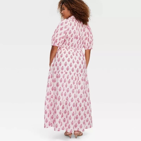 Roller Rabbit x Target Maxi Dress Pink Bouquet Print Short Sleeve Womens M NWT - Picture 4 of 5